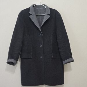J Jill Women's Black and Gray Wool/cashmere‎ Coat L